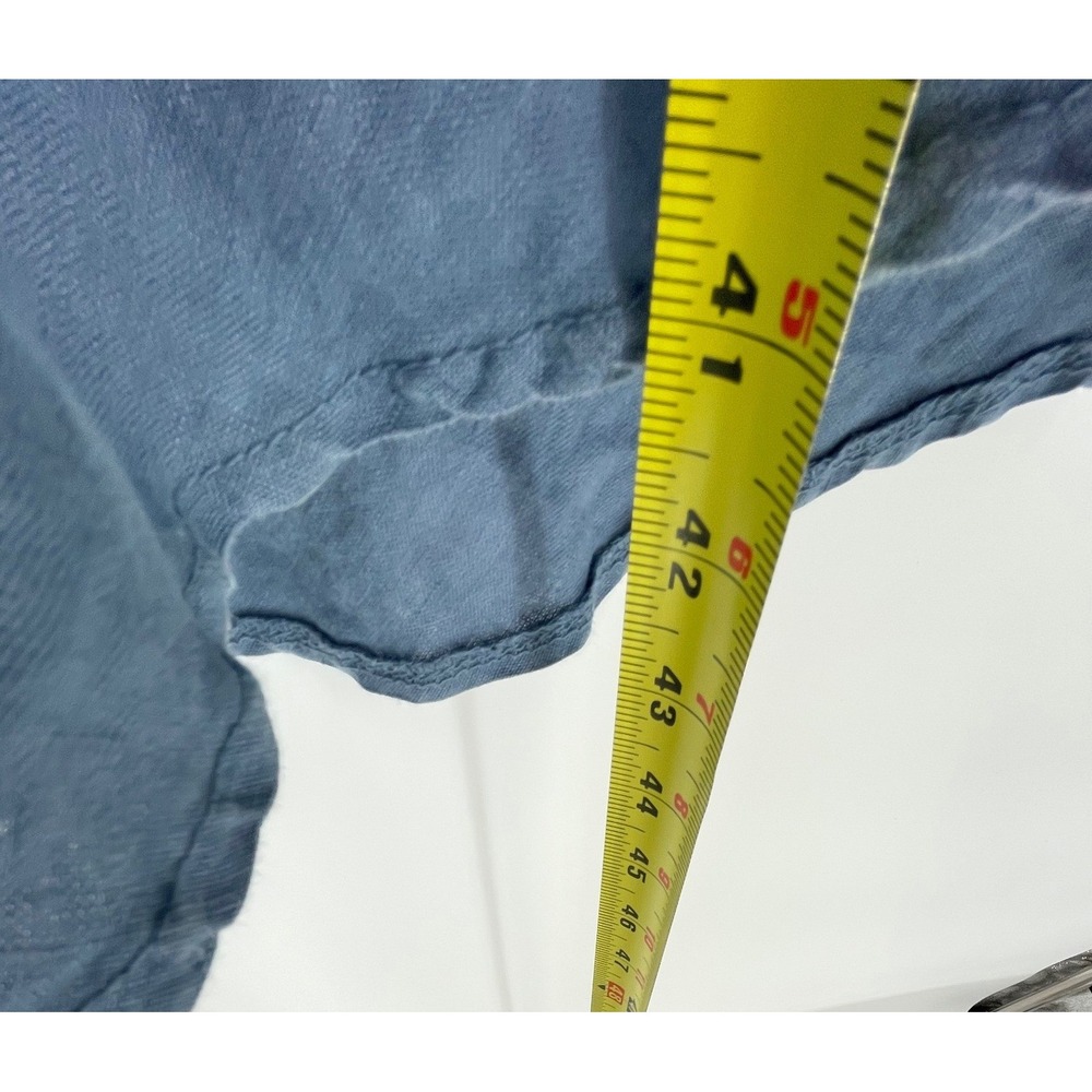 Saks Fifth Avenue Womens Dress XL Midi Blue 100% Linen Boho  Ruffle V-Neck Italy - Picture 9 of 12